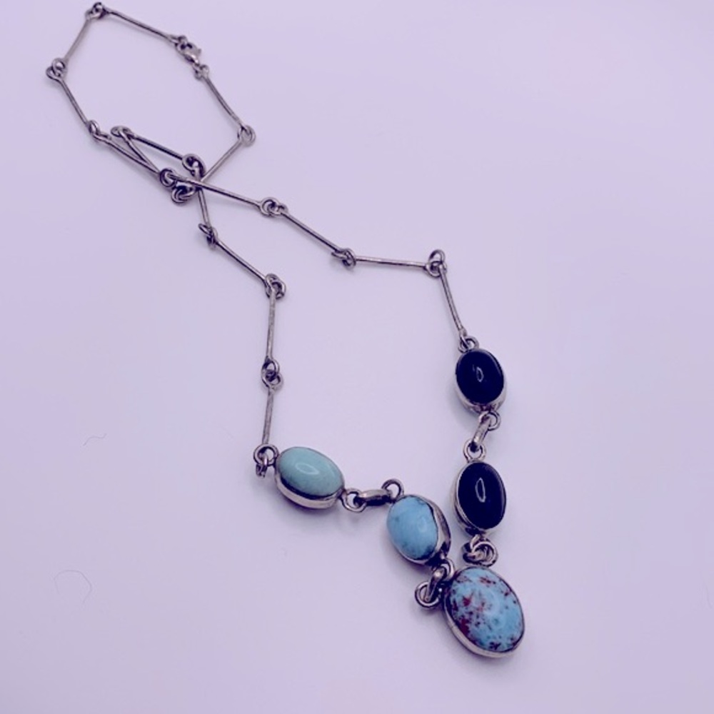 💝 Natural Stone Silver 925 Necklace Vintage